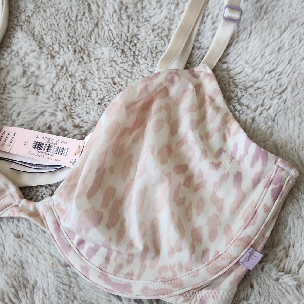 NWT Victoria's Secret Unlined Demi Pink Beige Animal Print Underwire 32D Flirty